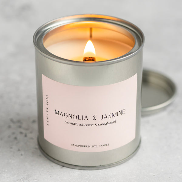 Magnolia & Jasmine Silver Tin Candle